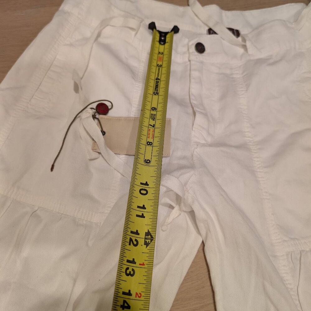 XL XCVI NWT Pants Women White Cotton Wide Leg Boho Coastal Beach Festival Tiered - Picture 6 of 8